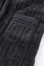 Comfyhome Men‘s Fluffy Warm Striped Jacquard Sherpa Fleece Collar Long Winter Robe - Image 8