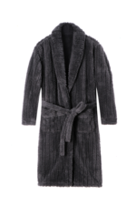 Comfyhome Men‘s Fluffy Warm Striped Jacquard Sherpa Fleece Collar Long Winter Robe