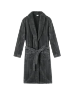 Comfyhome Men‘s Fluffy Warm Striped Jacquard Sherpa Fleece Collar Long Winter Robe
