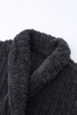 Comfyhome Men‘s Fluffy Warm Striped Jacquard Sherpa Fleece Collar Long Winter Robe - Image 3