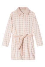 Comfyhome Women‘s Warm Check Printed Flannel Fleece Lapel Zipper Winter Housecoat
