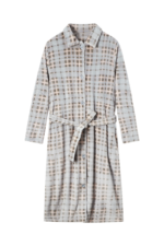 Comfyhome Women‘s Warm Check Printed Flannel Fleece Lapel Button Winter Housecoat