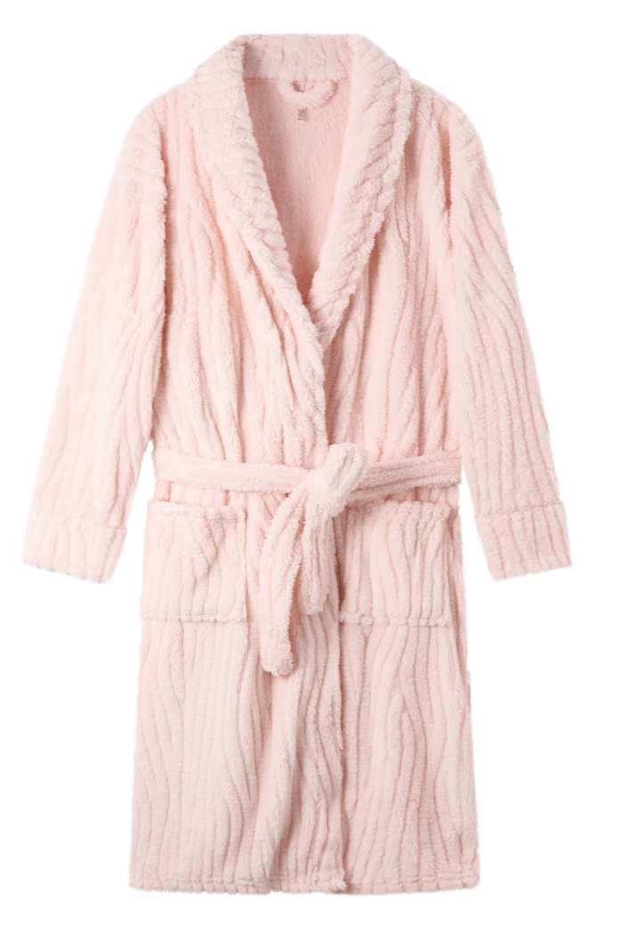 Comfyhome Women‘s Pink nine-tailed fox Jacqaurd Sherpa Fleece Shawl Collar Winter Robe - Image 1