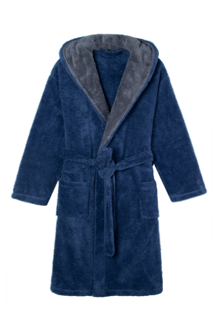 Comfyhome Men‘s Ultra Soft Solid Sherpa Fleece Hoody Winter Robe