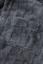 Comfyhome Men‘s Fluffy Grey Check Jacqaurd Sherpa Fleece Collar Winter Robe - Image 5