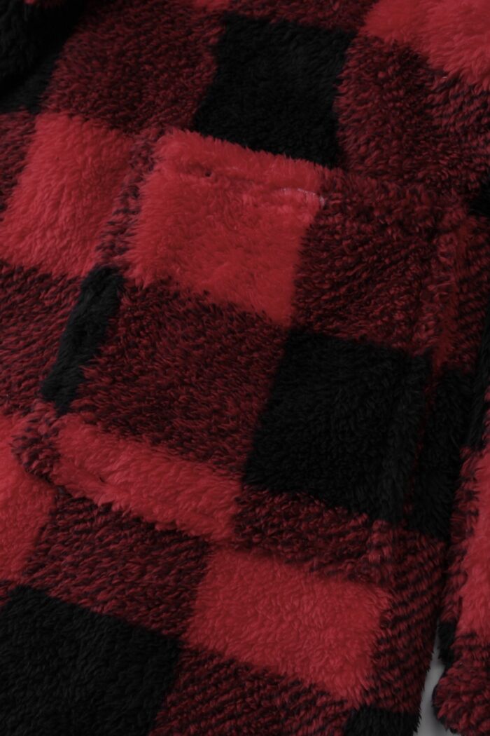 Comfyhome Women‘s Ultra Soft Check Printed Sherpa Fleece Collar Thickness Winter Robe - Image 5