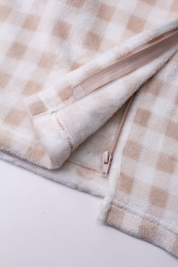 Comfyhome Women‘s Warm Check Printed Flannel Fleece Lapel Zipper Winter Housecoat - Image 3
