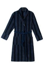 Comfyhome Men‘s Stripe Printed Coral Fleece Plush Collar Winter Robe