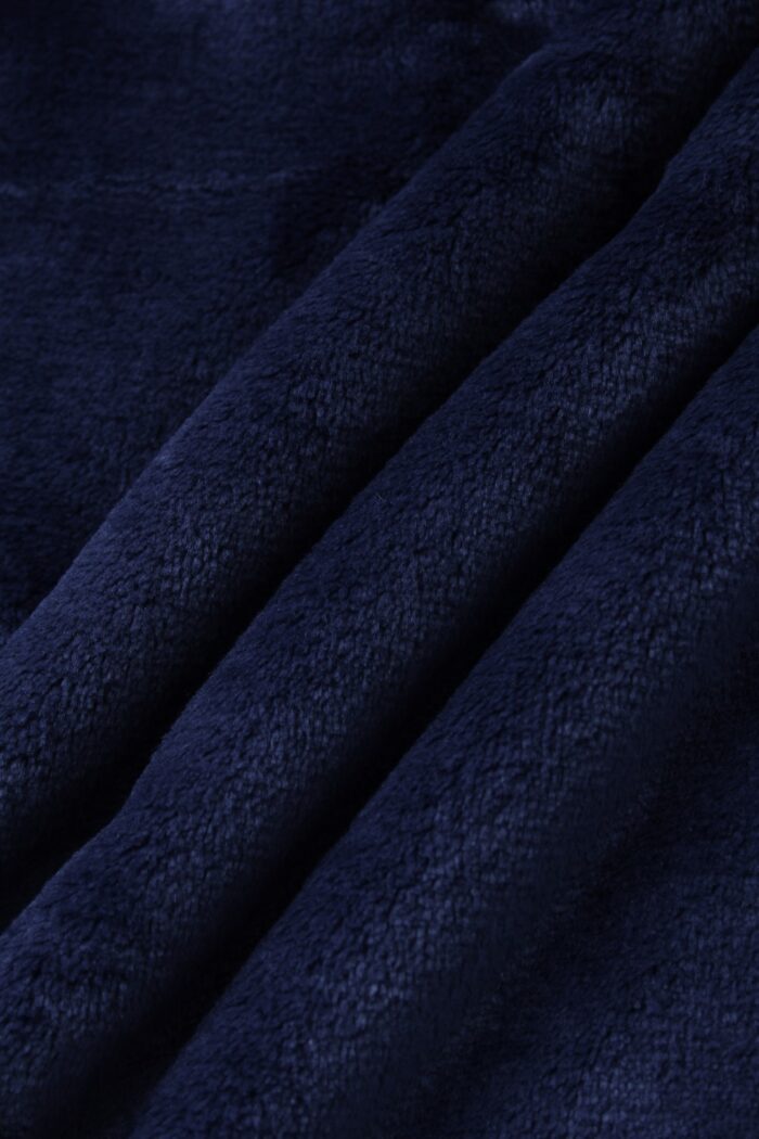 Comfyhome Men‘s Navy Plush Flannel Fleece Shawl Collar Winter Robe With Satin Pane - Image 2