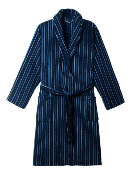 Comfyhome Men‘s Stripe Plush Coral Fleece Shawl Collar Winter Robe With Patch Pocket