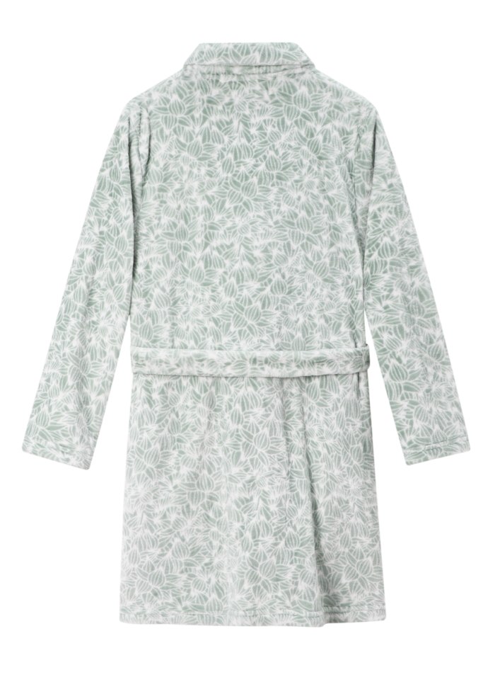 Comfyhome Women‘s Green Flowers Plush Coral Fleece Zipper Winter Housecoat - Image 2