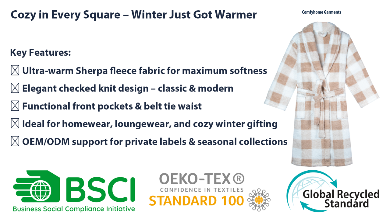 Comfyhome-Garments-Womens-Knitting-Checked-Sherpa-Fleece-Robe