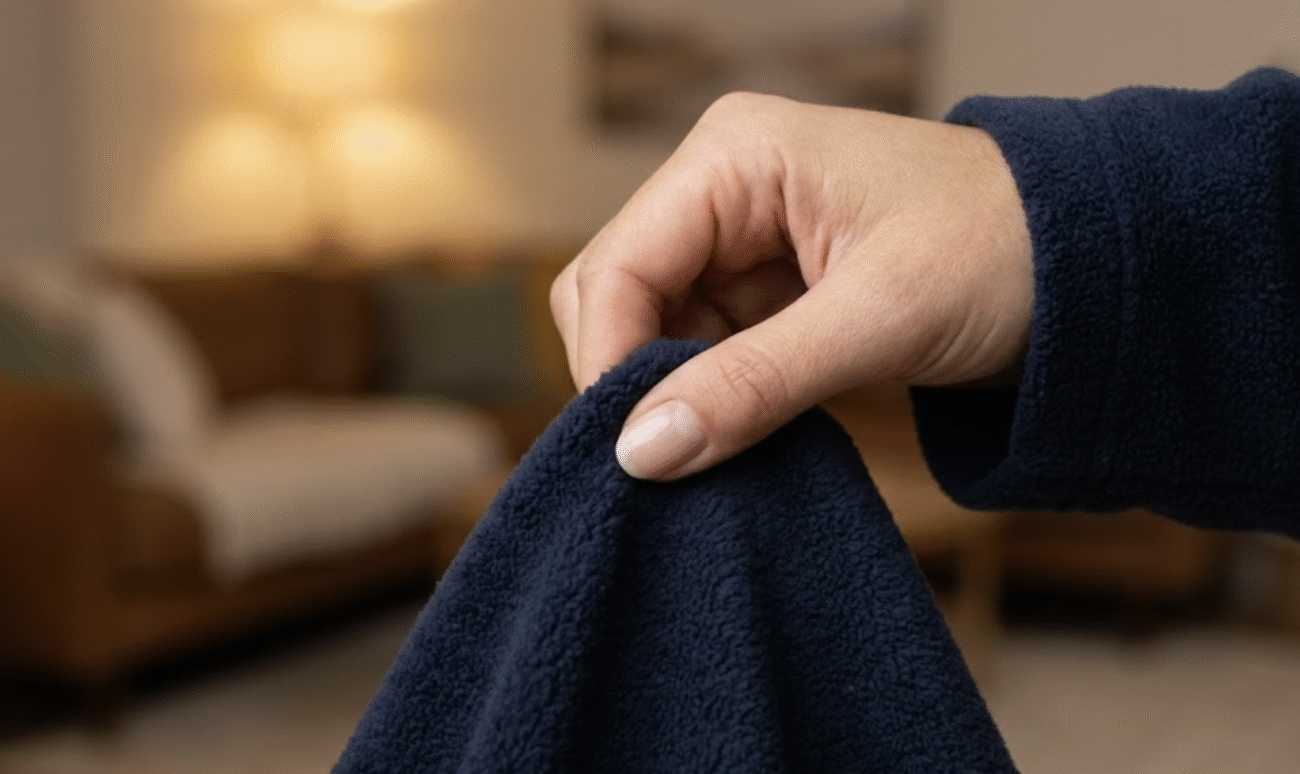 Infographic showing fleece sleepwear quality comparison: Premium vs Economy GSM and Pilling Grade